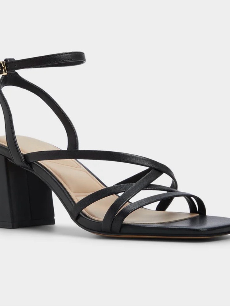 Aldo Black Strappy Block Heel Sandal